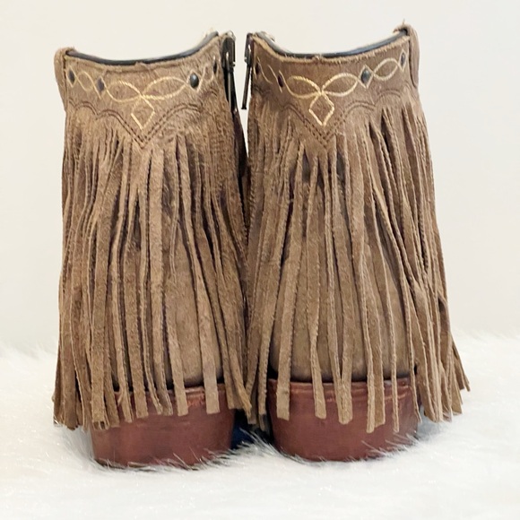 J.B. Dillon Brown Suede Fringe Cowgirl Western Boots Size 7.5 - Picture 4 of 9